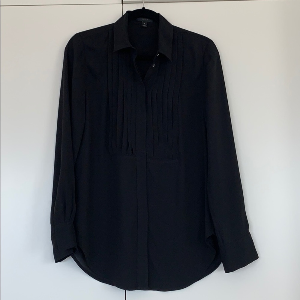J.Crew black ruffle detail blouse